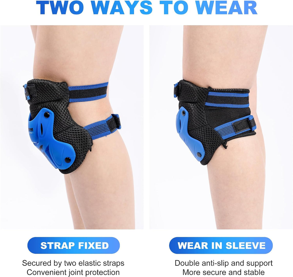 2PM SPORTS Knee and Elbow Pads Set with Wrist Guards for Kids Girls - Blue / Small - image 4