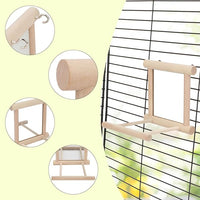 Hypeety Bird Parrot Mirror Toy Swing Hanging with Perch for Parrot Parakeet Budgies Cockatiel Conure Finch Lovebird (D)