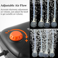 FEDOUR 4W/5W/8W Aquarium Corded Electric Air Pump, 96GPH/160GPH/256GPH Dual Outlets 4 Outlets Oxygen Pump, Ultra Quiet Aquarium Bubbler for up to 300 Gallon Fish and Turtle Tank