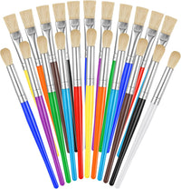 YGAOHF 22 piece toddler paint brushes with round and flat tips and bright handles