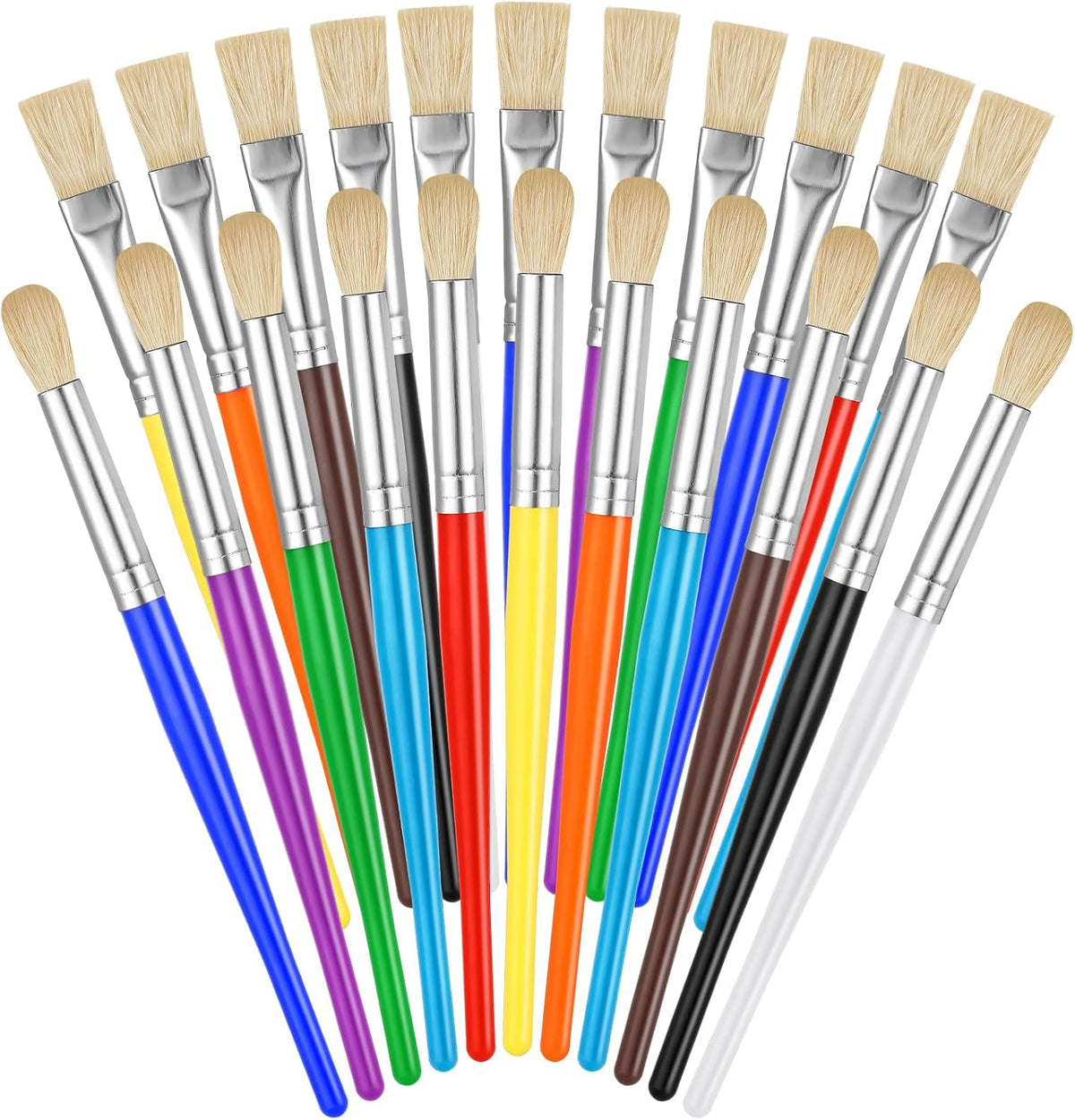 YGAOHF 22 piece toddler paint brushes with round and flat tips and bright handles