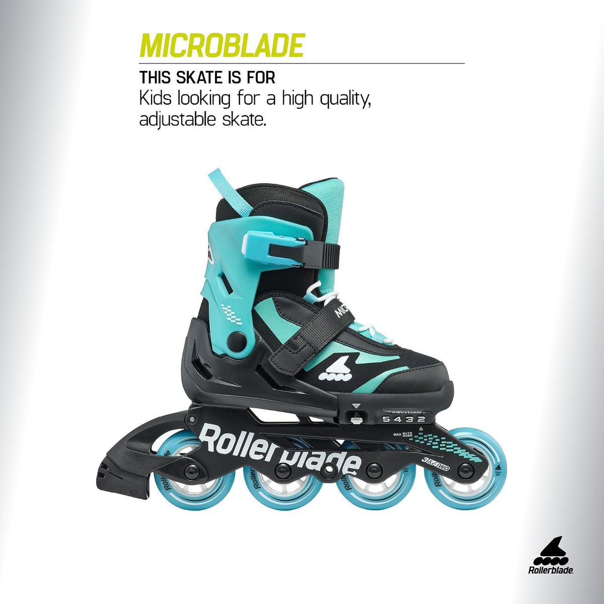 Rollerblade Microblade adjustable kids inline skate in black and red - view 3
