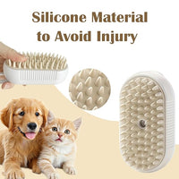 Cat Steam Brush, 3 in 1 Pet Spray Hair Removal Comb, Cats and Dogs Brush for Shedding, Rechargeable Silicone Pet Steam Brushes, Spritz Defur Comb for Massage, Cleaning and Remove Loose Hair - White