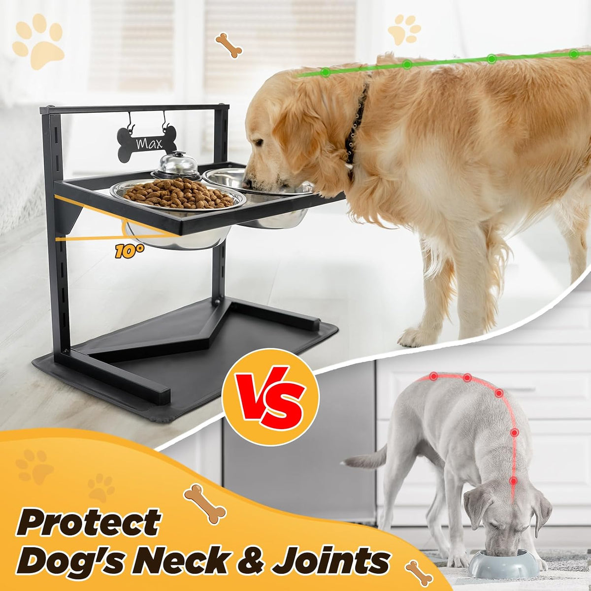 Grand Line Elevated Dog Bowls, 7 Height Adjustable - image 2