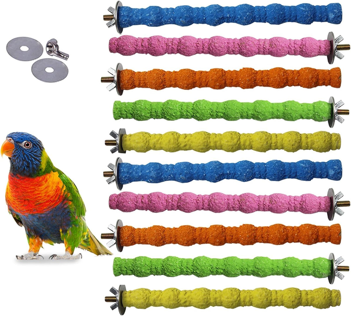 3PCS Bird Perch Parrot Stand Cage Accessories Natural Wooden Stick - 10PCS,6.29inch