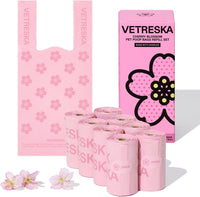 VETRESKA Dog Poop Bags with Handles 240 Count - Cherry Blossom / 1 Count (Pack of 120)