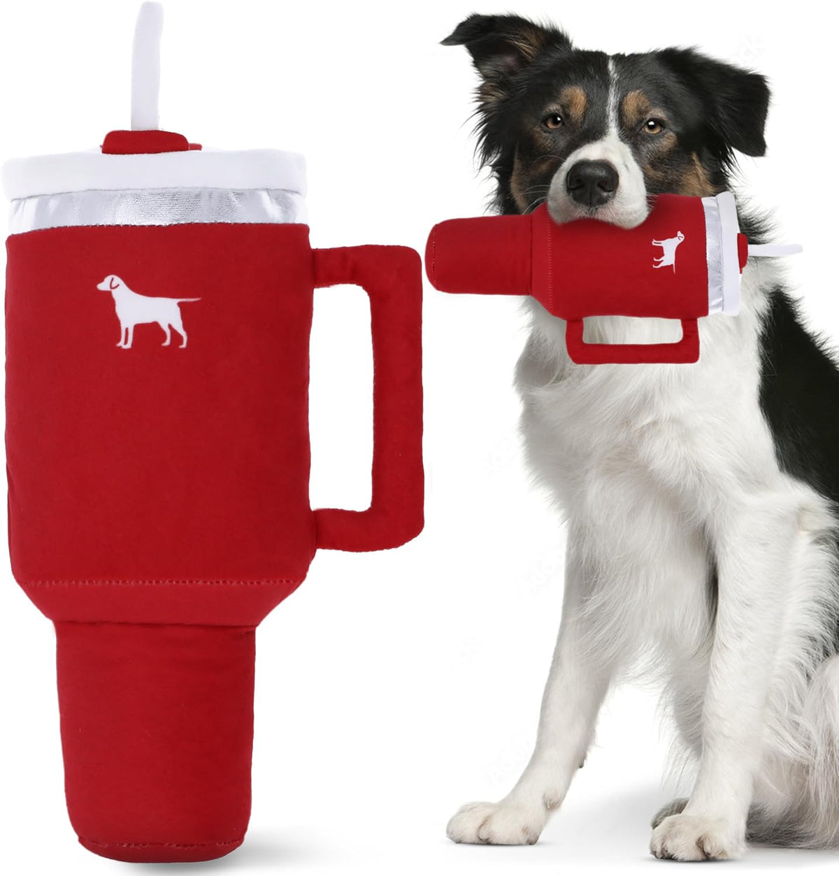 PUPROAR Pup Cup Dog Toy, Cute Birthday Gift for Girl Dogs - Red