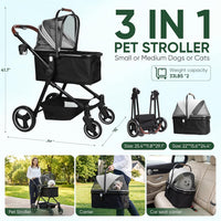 Foldable Double Pet Stroller for 2 Small Medium Cats Dogs – Essentials for Cats - Gray / Single - image 3
