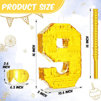 Sratte gold foil number piñata set with gold blindfold, piñata stick and bag of confetti - view 9