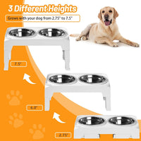 Hubulk Elevated Dog Bowls with 2 Stainless Steel Dog Food & Water - S (6" for Small Dogs) / White - image 2