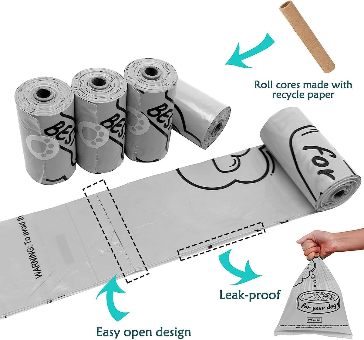 Dog Poop Waste Bags Holder with LED Flashlight - 1 Count (Pack of 1) / Gray - image 4