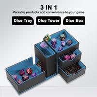 Stepane dice tray and dice tower storage box in black and red PU leather with drawers - view 36