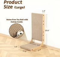 2-Pack Cat Scratching Board, 25.6'' Tall Cardboard L Shape Vertical Cat Scratchers for Indoor Cats, Cat Scratching Post for Wall and Couch, Large