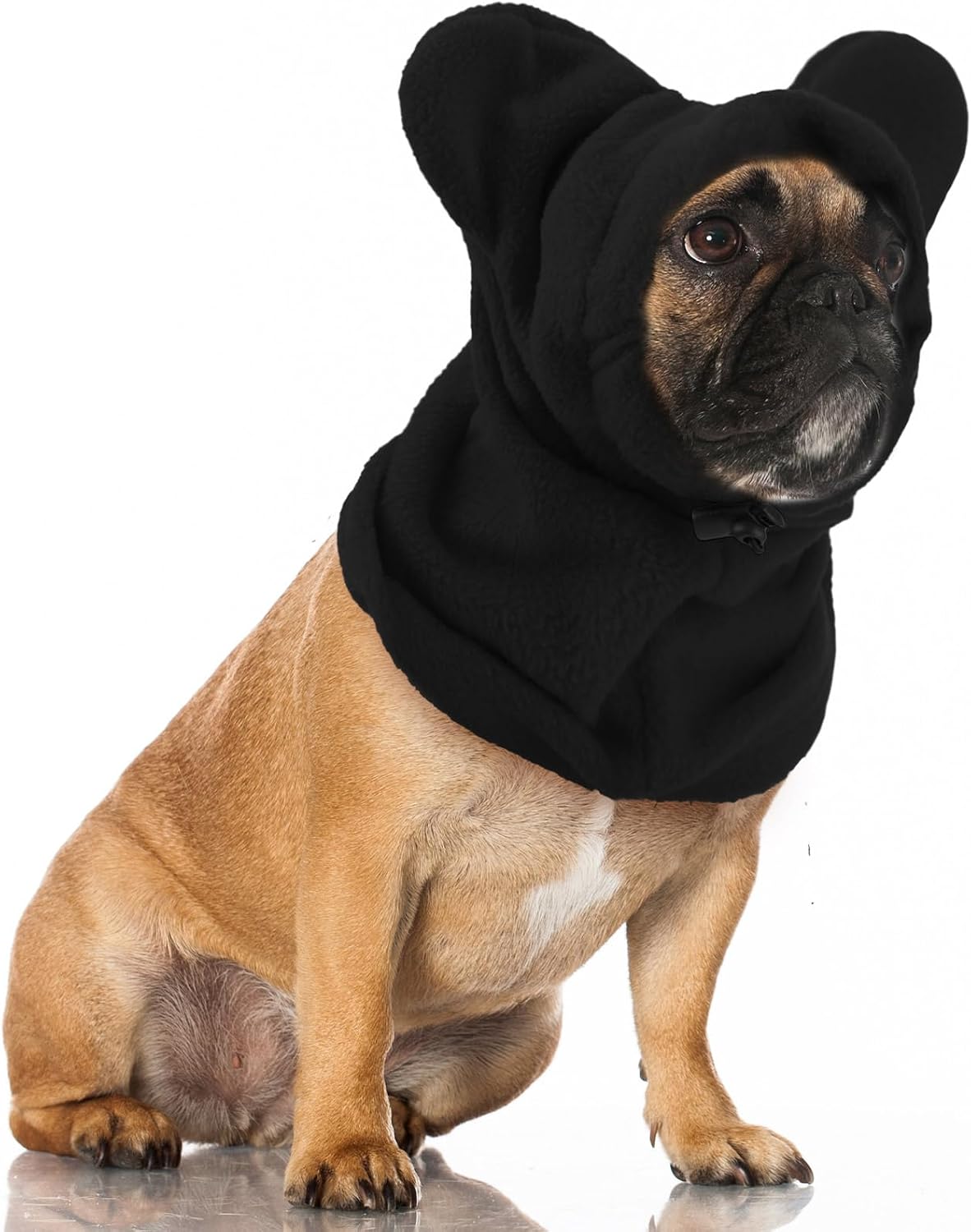 Winter Dog Hat Ear Muffs Pet Neck Warmer Hood with Ears - Black / XL