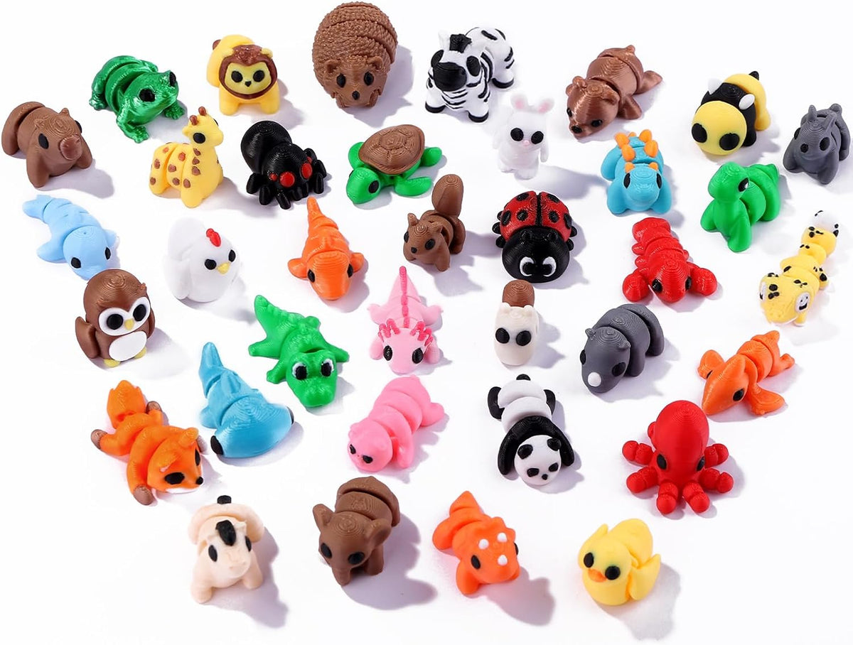 Celltestria 18PCS 3D Printed Skeleton Fidget Toys with Coffin Storage - 36Pcs Mini Animals