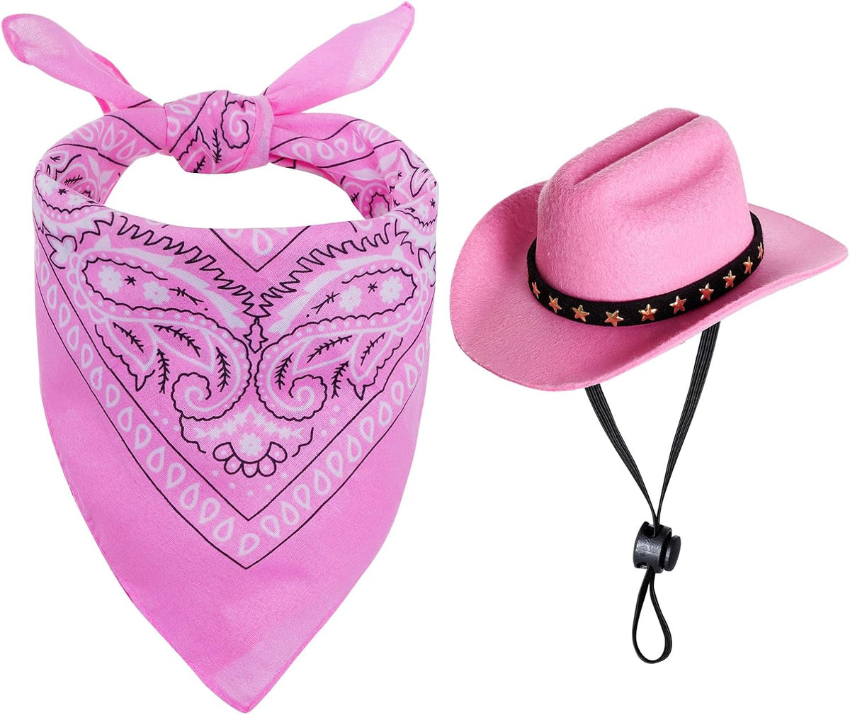 choyaxo Pet Cowboy Costume Halloween Costumes for Dogs Cat Cowboy Hat - Medium / Pink