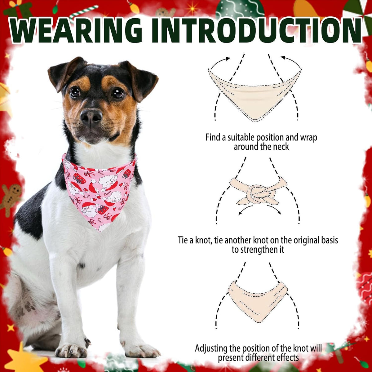 PUPTECK Dog Cooling Bandanas 4pcs Outfit - Red/Green/White / Large (24"x17"x17") - image 3