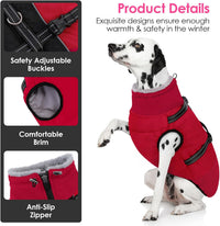 Large Dog Coat Waterproof Dog Winter Jacket with Harness TurquoiseL – Essentials for Dogs - Red / XXX-Large - image 2