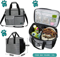 PetAmi Dog Travel Bag Organizer, Pet Supplies Diaper Tote - Large - 15.5"L x 9.5"W x 14.0"H / Stripe Black - image 2