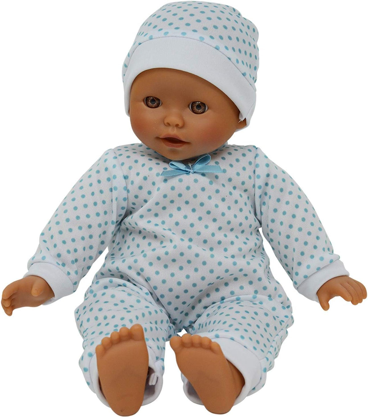 New York Doll Collection 11 inch soft body baby doll in polka dot onesie with pacifier and blanket - view 20
