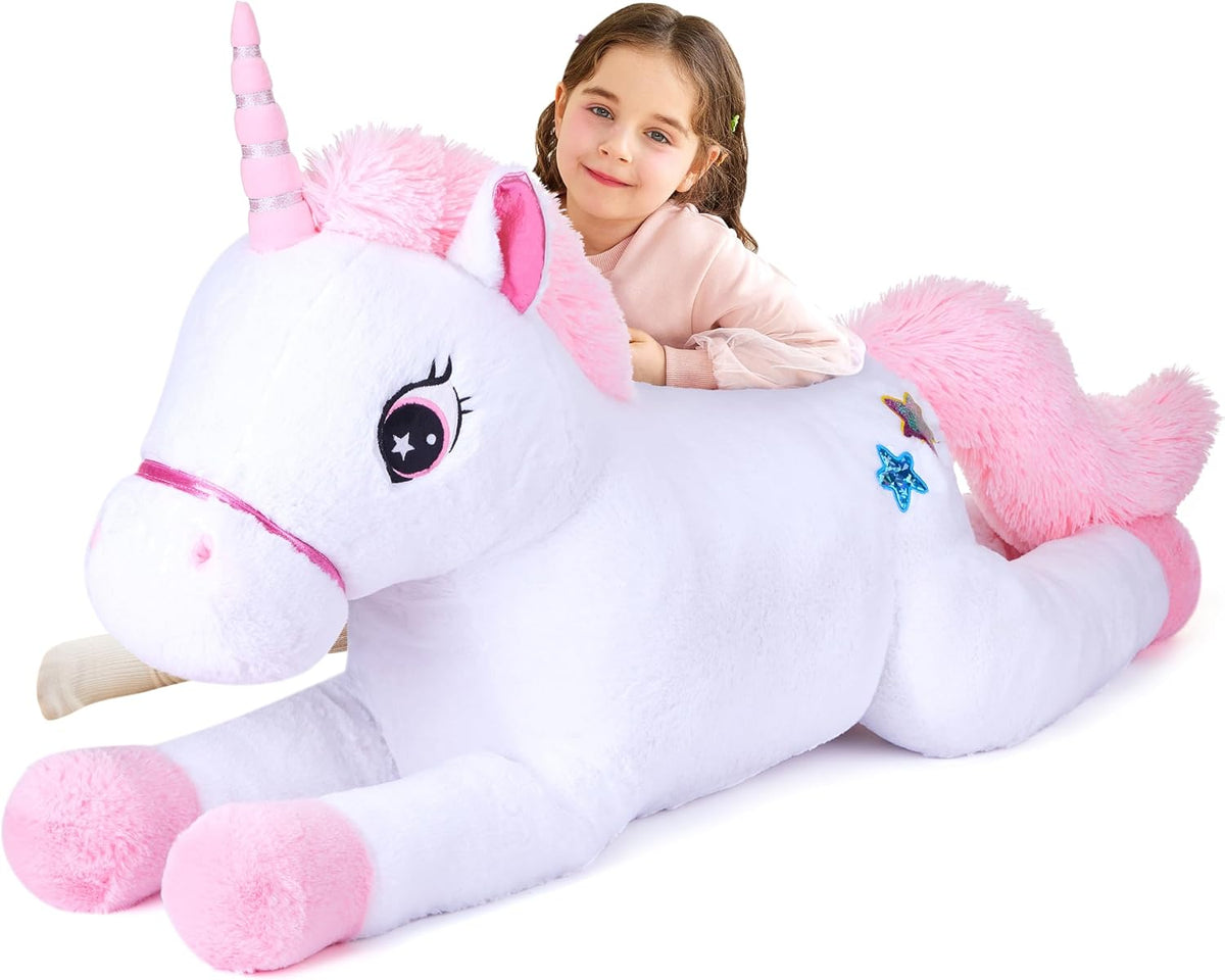 IKASA 43" Giant Unicorn Stuffed Animal, Super Soft - White