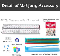 American Mahjong Game Set, 166 Quality White Tiles - Light Blue - image 3
