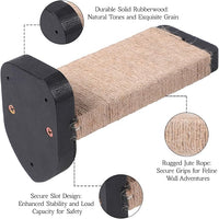 3-in-1 Cat Wall Steps - Climbing Wall Furniture & Shelves with Hemp Rope, Solid Wood Cat Ladder (Standard-Black)