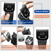 6pcs Dog Grooming Replacement Blades Compatible with Andis/Oster A5/Wahl KM-10 Series Dog Clippers,Detachable Clipper Replacement Blade,Black (6PCS Black-#10+30+3FC+4FC+5FC+7FC)