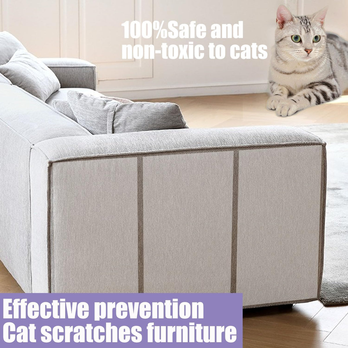 Anti Cat Scratch Tape, 4" x 30Yds, Transparent, Double Sided - 6" x 20Yards - image 2