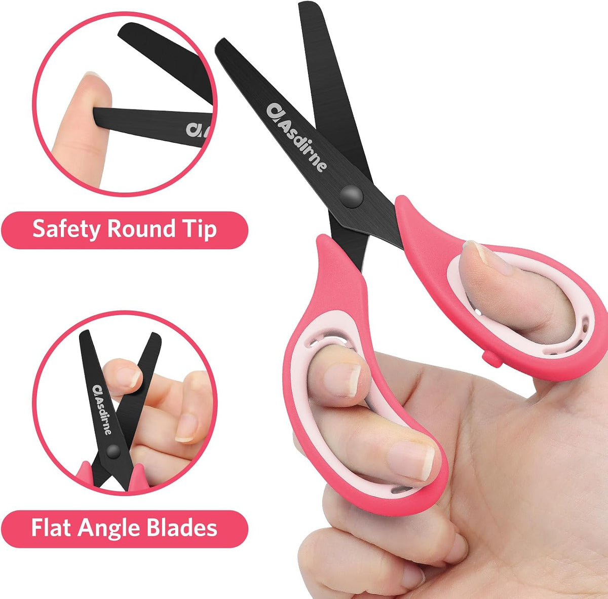 Asdirne blunt tip kids scissors, 13.5 cm, with stainless steel blades and soft grip handle - view 7