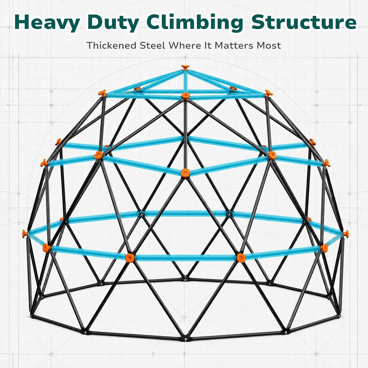 Hapfan 10 ft climbing dome with saucer swing for kids 3-12 - view 8