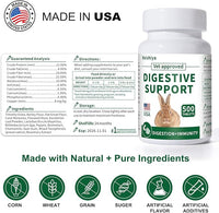 500 Tablets, Digestive Support Rabbit, Support GI Stasis, Bloat, Constipation, and Diarrhea, Strengthens Immune System, Premium Formula with High Fiber, Vitamins and Probiotics, Non-GMO