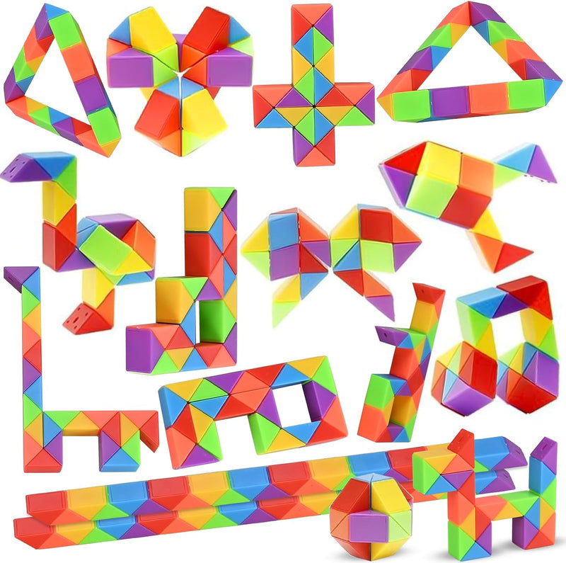 GOLDGE 24 Pack Mini Fidget Snake Cube Puzzle Toys Party Favors – Fun for Kids & Family - 15