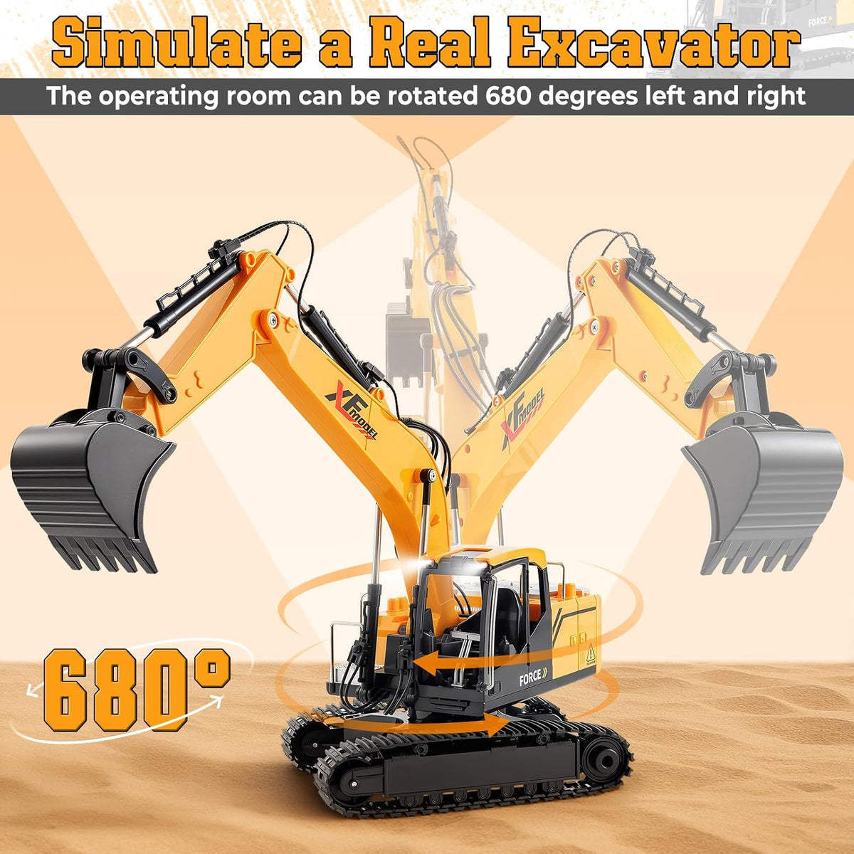 V-Opitos 13 channel RC excavator toy with alloy shovel - view 4