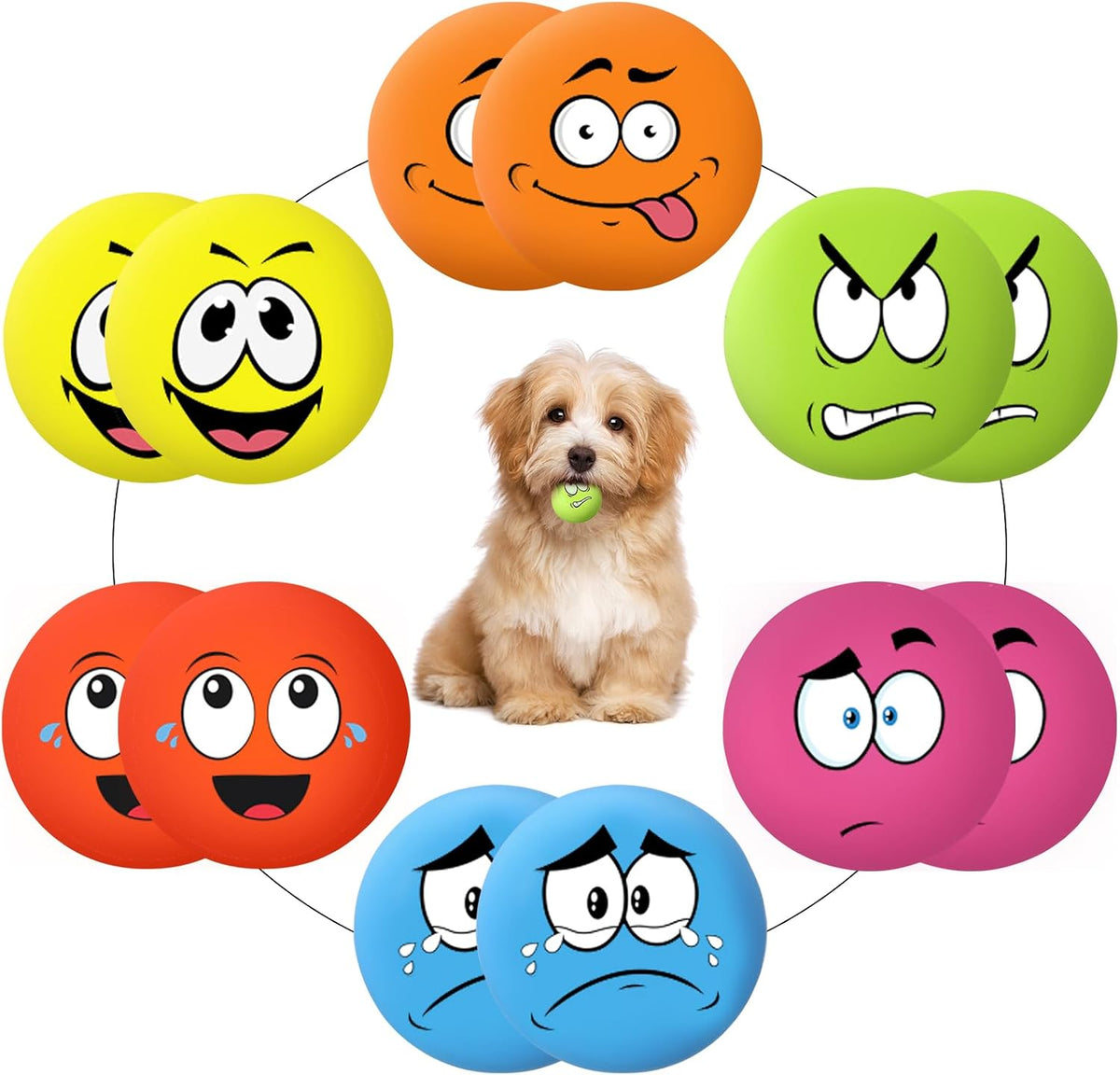 Hungdao 12 Pcs Squeaky Dog Toys, Small Dog Ball Bulk - Cute