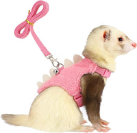 Ferret Harness and Leash Set Small Animals Vest Harness with Safe - Pink