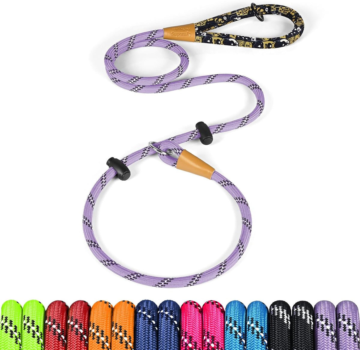 Slip Lead Dog Leash Reflective Training Durable Braided Rope Leashes – Essentials for Dogs - Light Purple / 1PC Large 1/2in x 6ft