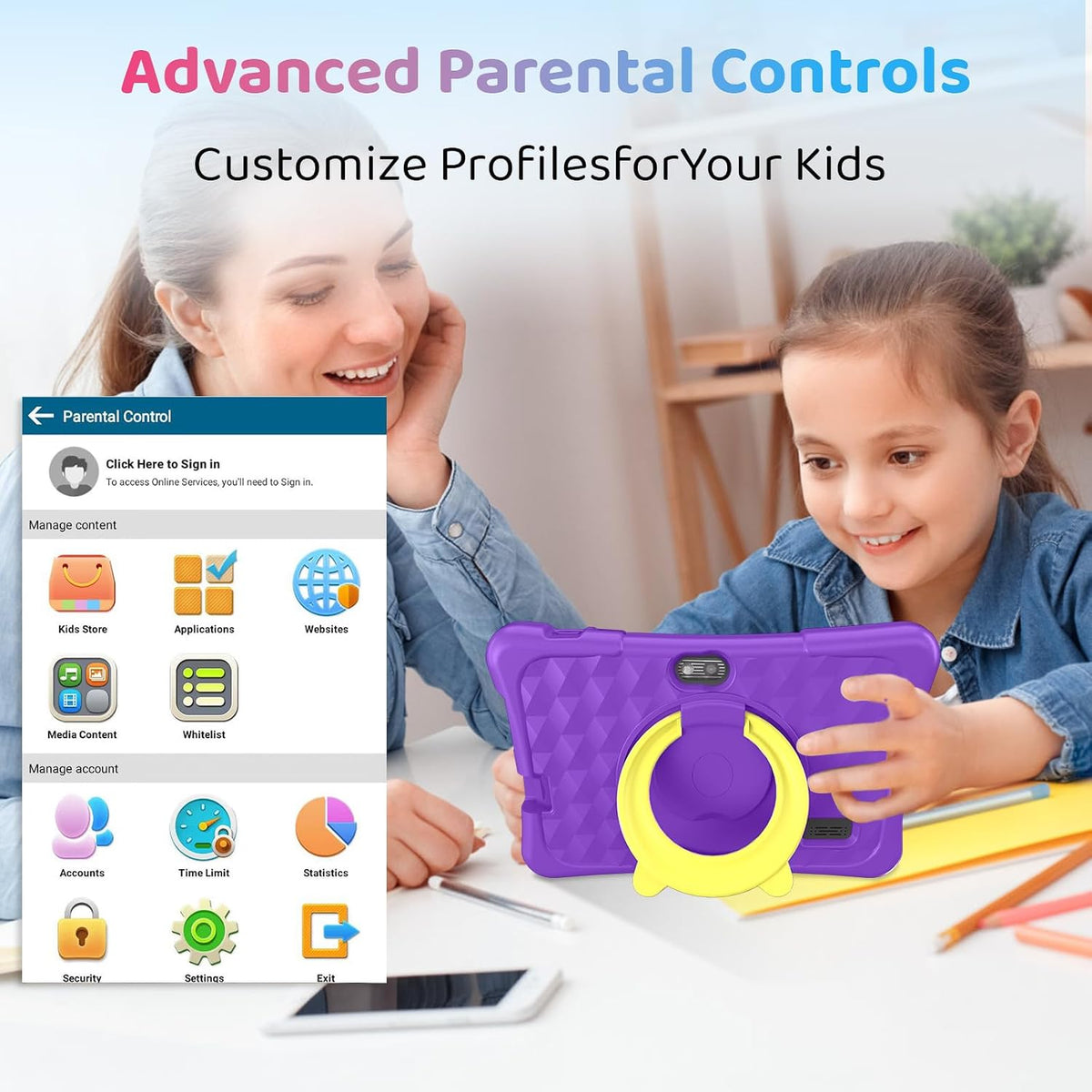aiprotablet Kids Tablet, 6GB+32GB 1TB Expand - Purple - image 4