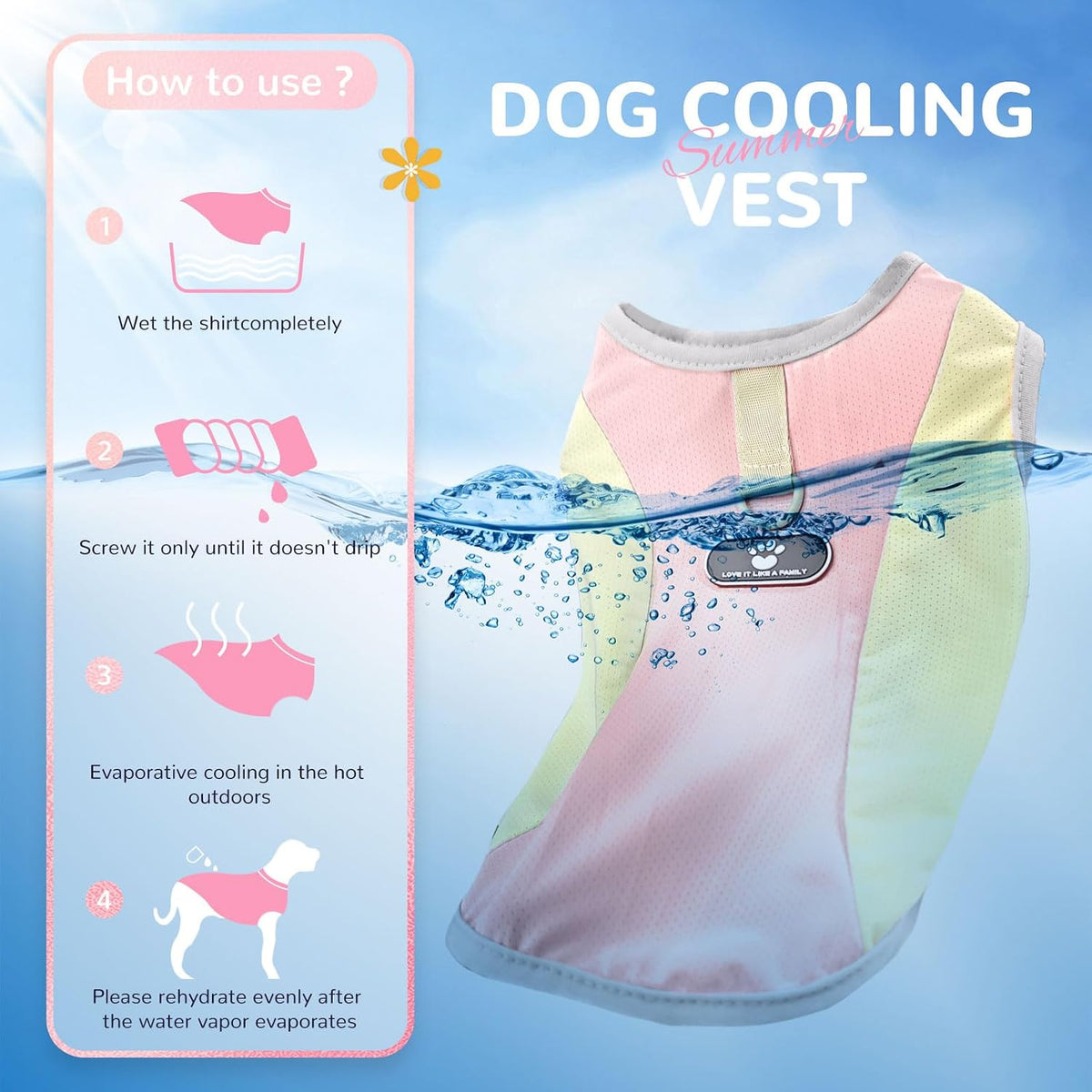 3 Pack Dog Cooling Vest with D-Ring Dog Tshirt Sun Protection Small - 1Pack Pink / Medium - image 4