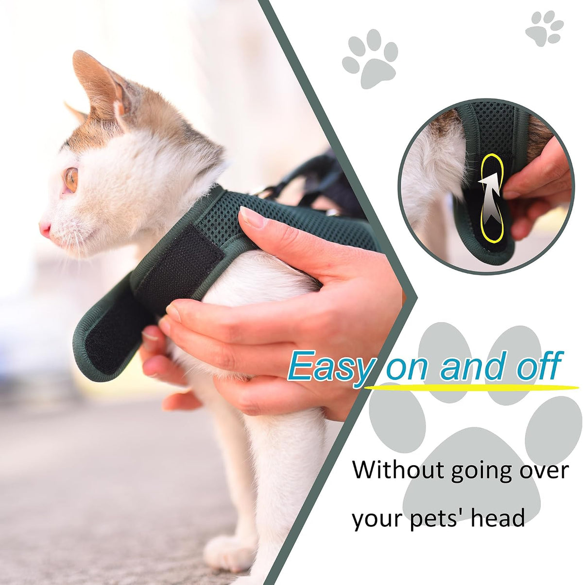 Cat Harness and Leash Set for Walking Escape Proof - Green / M 5.5-9 lbs - image 4