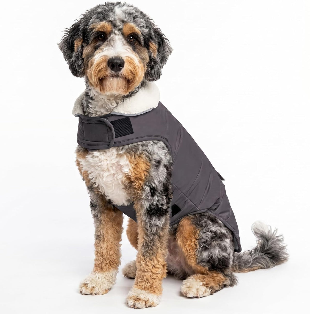 XS Dog Winter Coat for Teacup Tiny Dogs Easy On/Off Velcro Dog Snow - Gray / Large