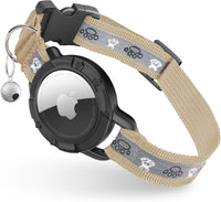 Reflective AirTag Cat Collar - Khaki / XS(7"-9")