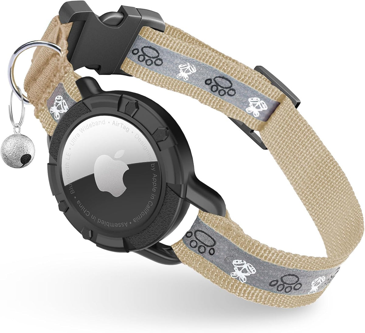 Reflective AirTag Cat Collar - Khaki / XS(7"-9")