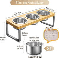 Elevated Cat Bowls with 3 Stainless Steel Bowls - Bamboo 2 PACK - image 4