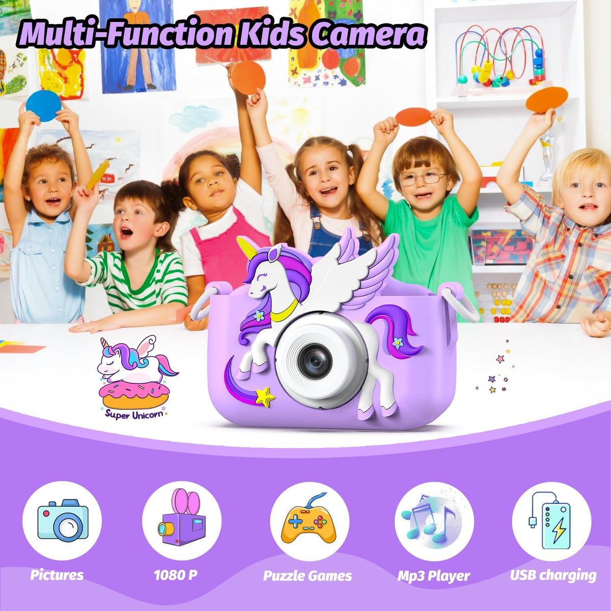 Dinosaur Kids Camera for Boys Girls - Purple - image 3