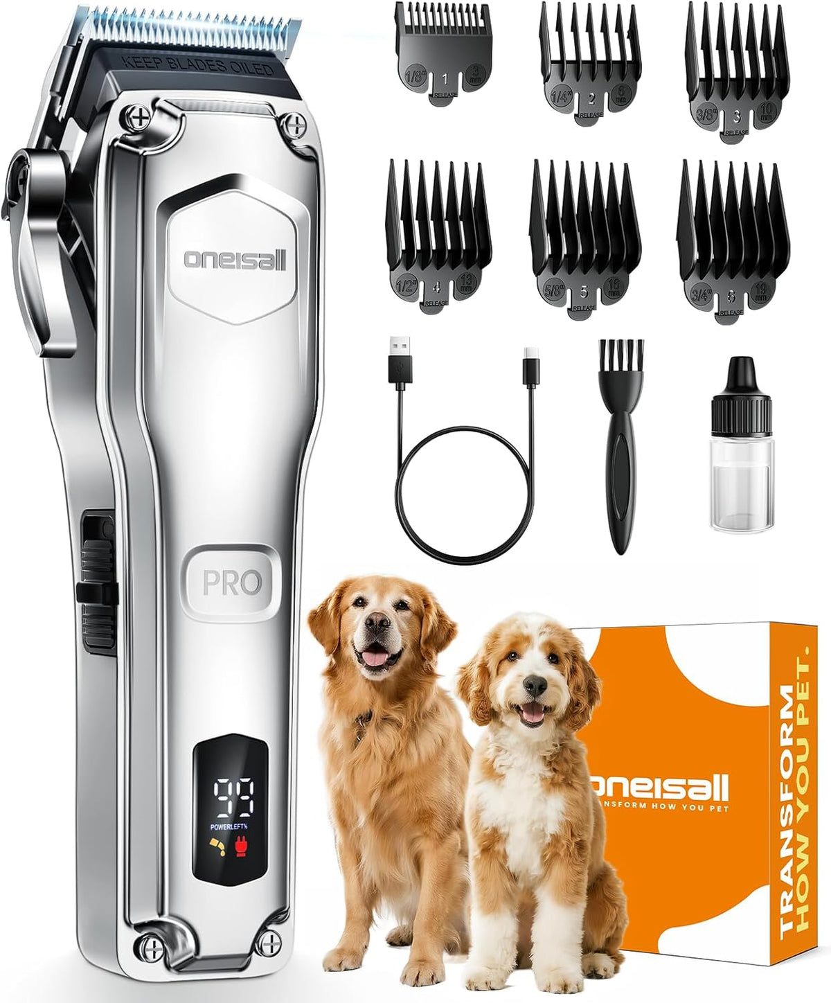 oneisall PC18 Dog Clippers for Grooming for Thick Coat – Essentials for Dogs