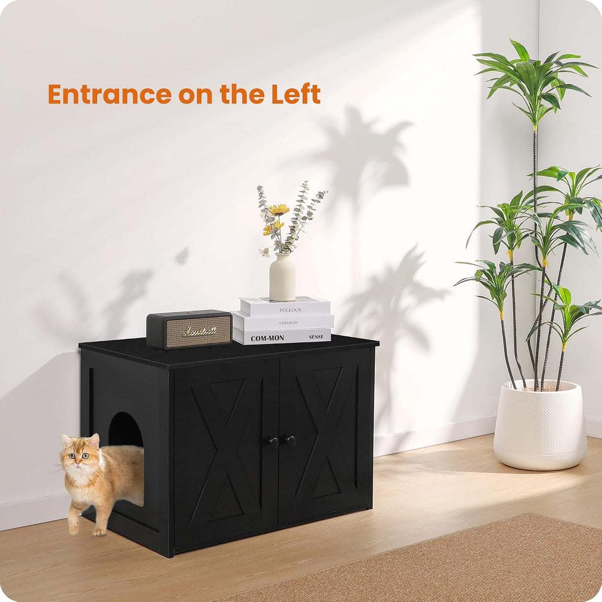 Cat Litter Box Enclosure, Hidden Litter Box Furniture - Black - image 3