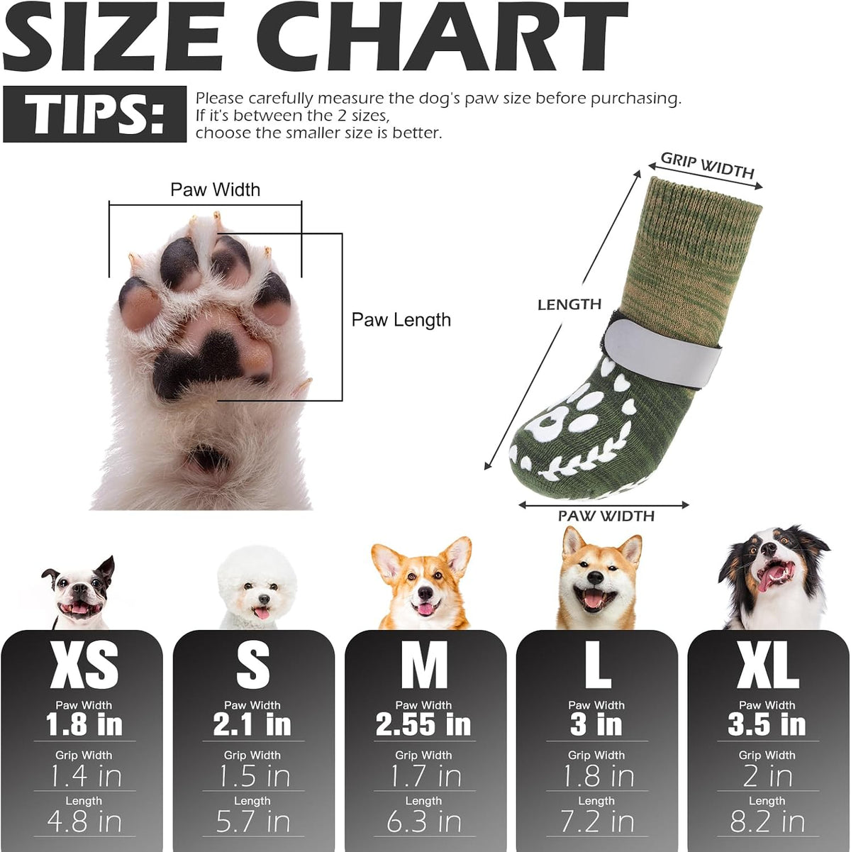 Anti Slip Dog Socks to Prevent Licking Paws with Grippers Black – Essentials for Dogs - Mixed Green / X-Small - image 2