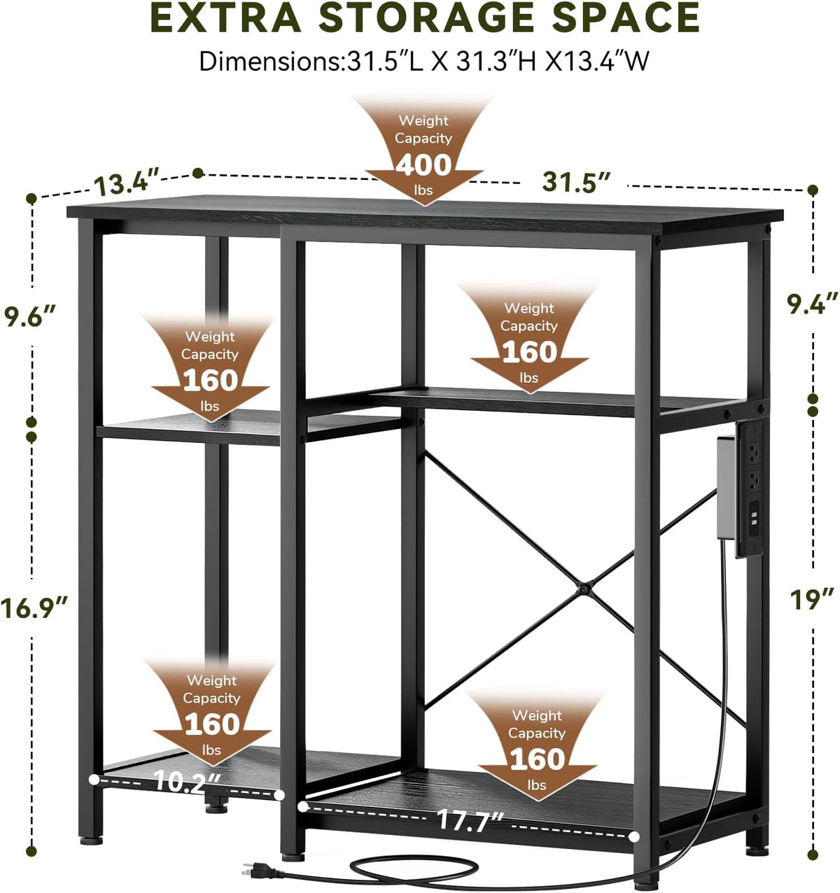 5-10 Gallon Fish Tank Stand with Storage Shelves - Black / 40 Gallon-3 Tier - image 2