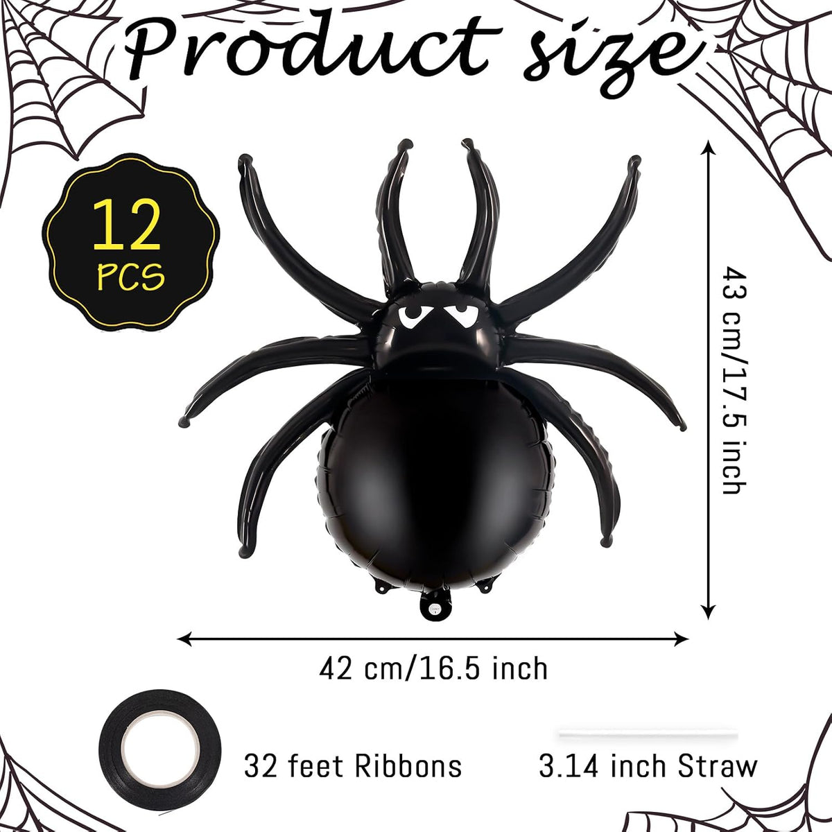 YOTHORN 6 pack black 33 inch spider foil balloons for Halloween - view 7